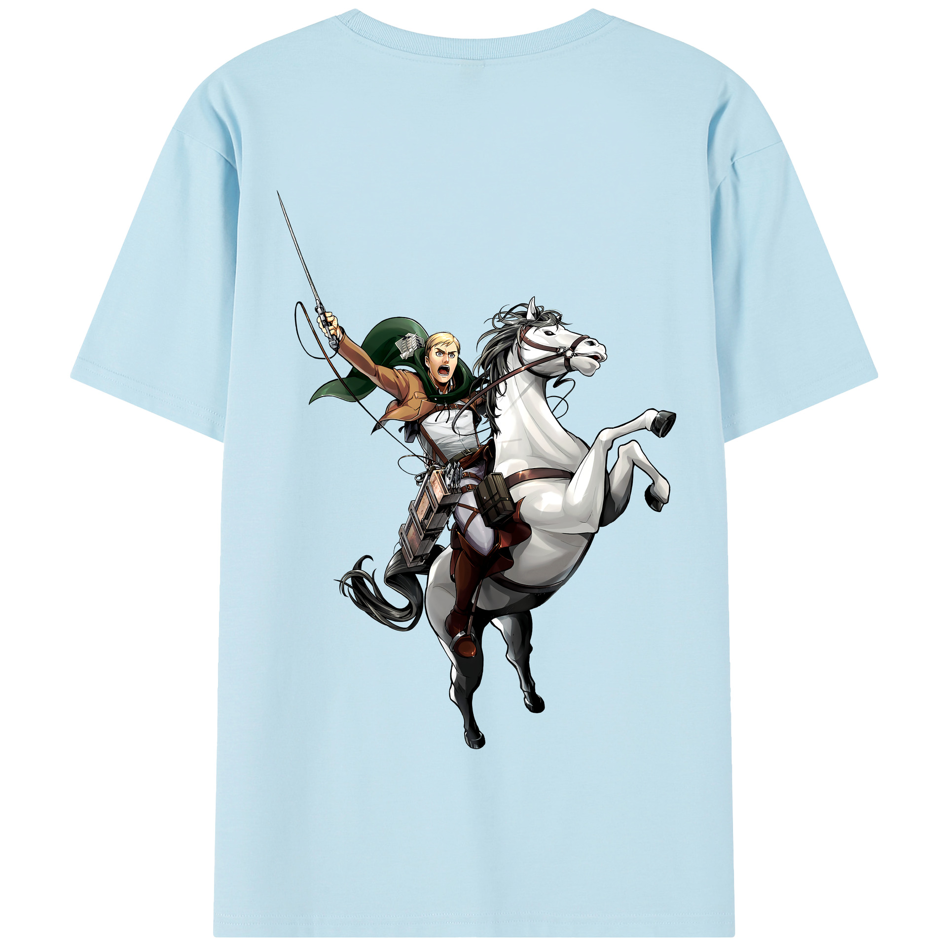 （画像用） 進撃の巨人 エルヴィン・スミス Attack on Titan Erwin Smith 綿100％半袖Tシャツ（背面プリント）